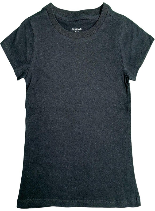 Studio 3 Girls’ 4-Pack Crew Neck Solid Colored Soft Basic T-Shirts - Assorted Colors - Stylish Kids' Tees Set - Pink,Black,White,Grey 3T - Image 4
